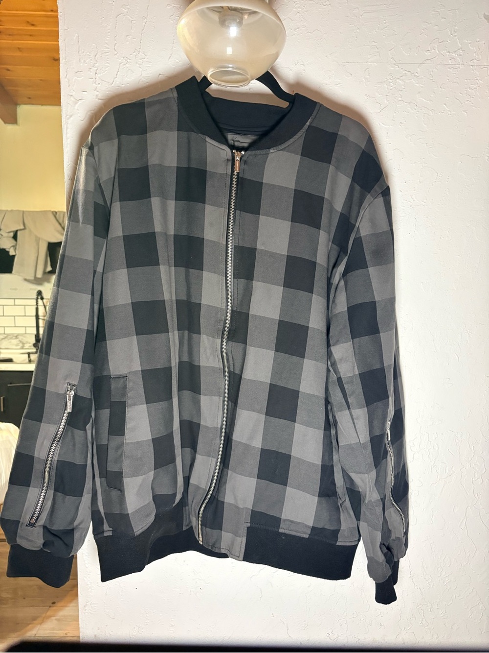 Diamond Supply Co. Black & Gray Check Bomber Jacket